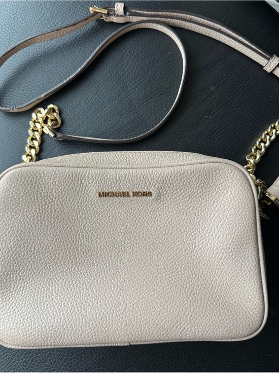 Michael Kors Handbags - Michael Kors Pebbled Leather Crossbody in Light Beige with Gold Hardware